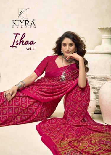 ishaa vol 2 by kiyra dull moss fancy comfy wear sarees with blouse 