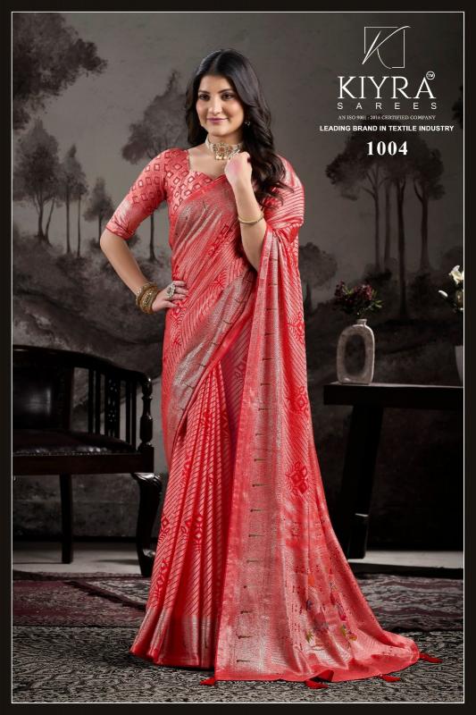 kiyra moksha vol 1 unique colours dull moss brasso saree wholesaler 