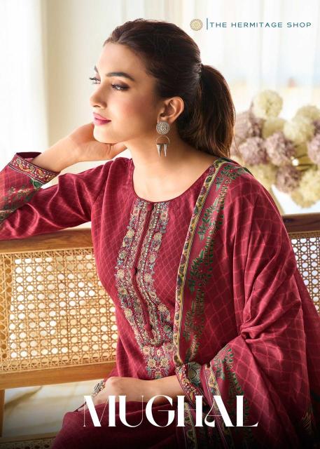 hermitage shop mughal new design jam satin unstitch salwar suit set 