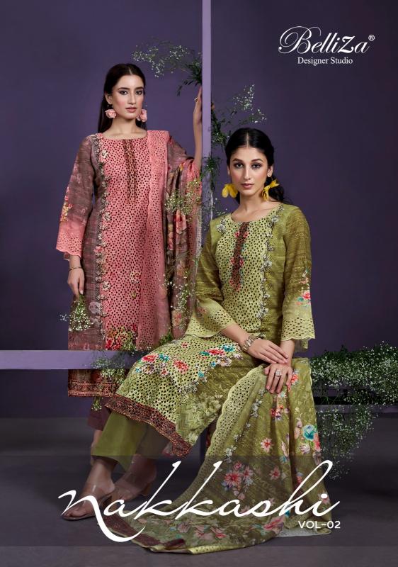 belliza nakkashi vol 2 cotton daily wear fashionable 3pcs dress material 
