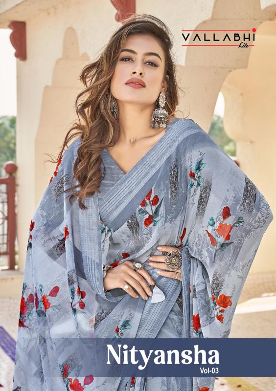 vallabhi lite nityansha vol 3 elegance style georgette saree with blouse
