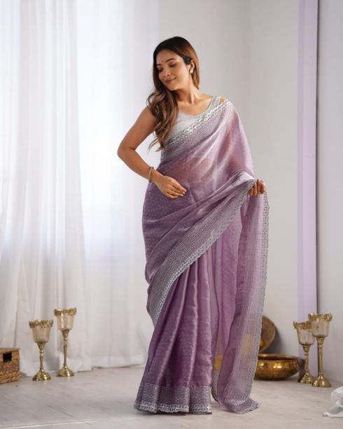 pr ds 675 new launch zimmi chu sequence work saree with blouse 