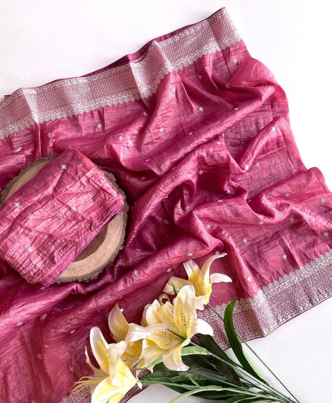 pr kc 3074 german crushed fashionable design saree with blouse 