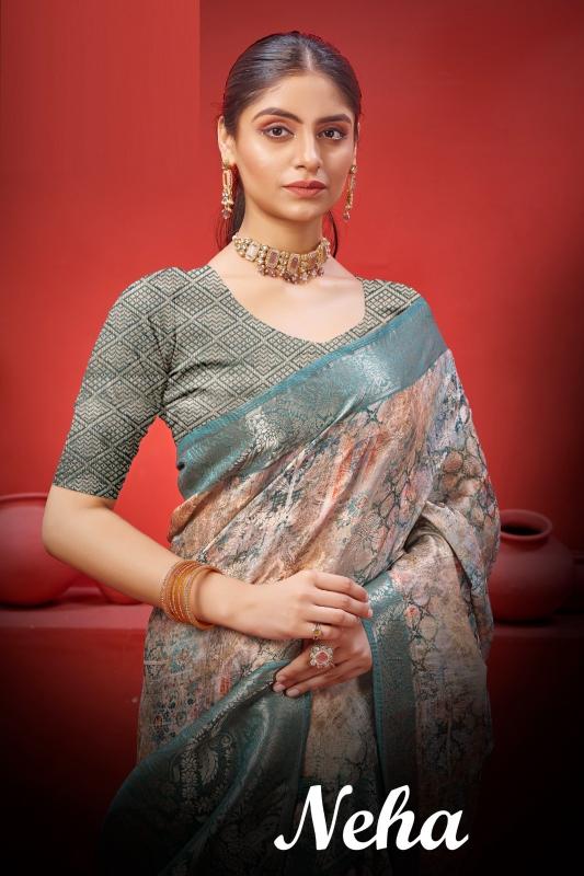 pr neha 9644a-9644d kanjeevaram designer party wear saree for ladies 