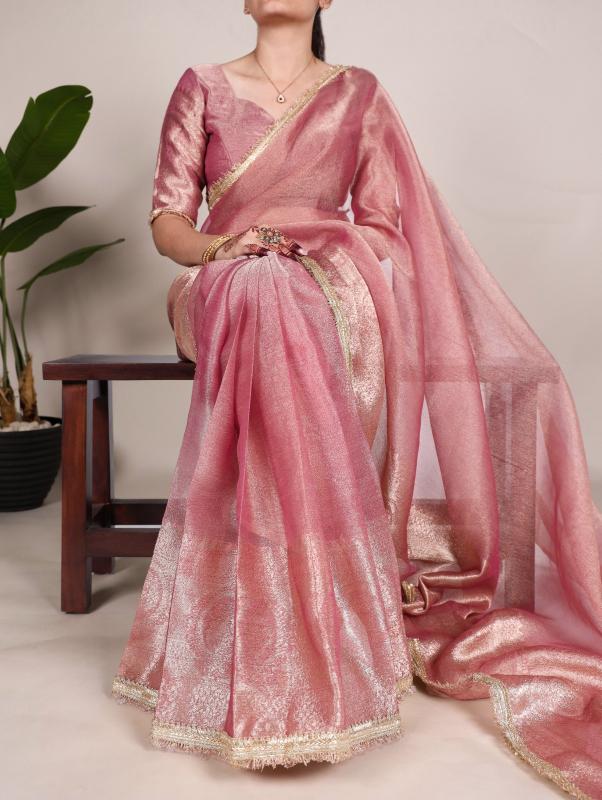 pr ynf7114 fancy tissue shimmer beautiful party wear saree 