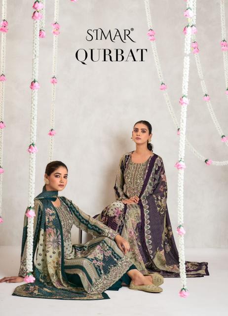 glossy launch qurbat natural crape elegant style dress material 