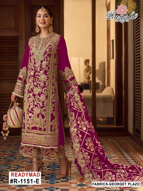 ramsha r 1151 nx efgh readymade plazo style 3pcs pakistani embroidered suit 