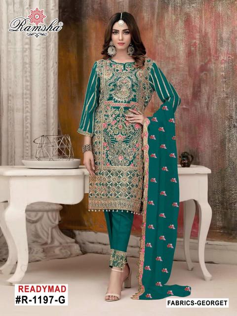 ramsha r 1197 nx amazing work readymade georgette modern pakistani ladies suit