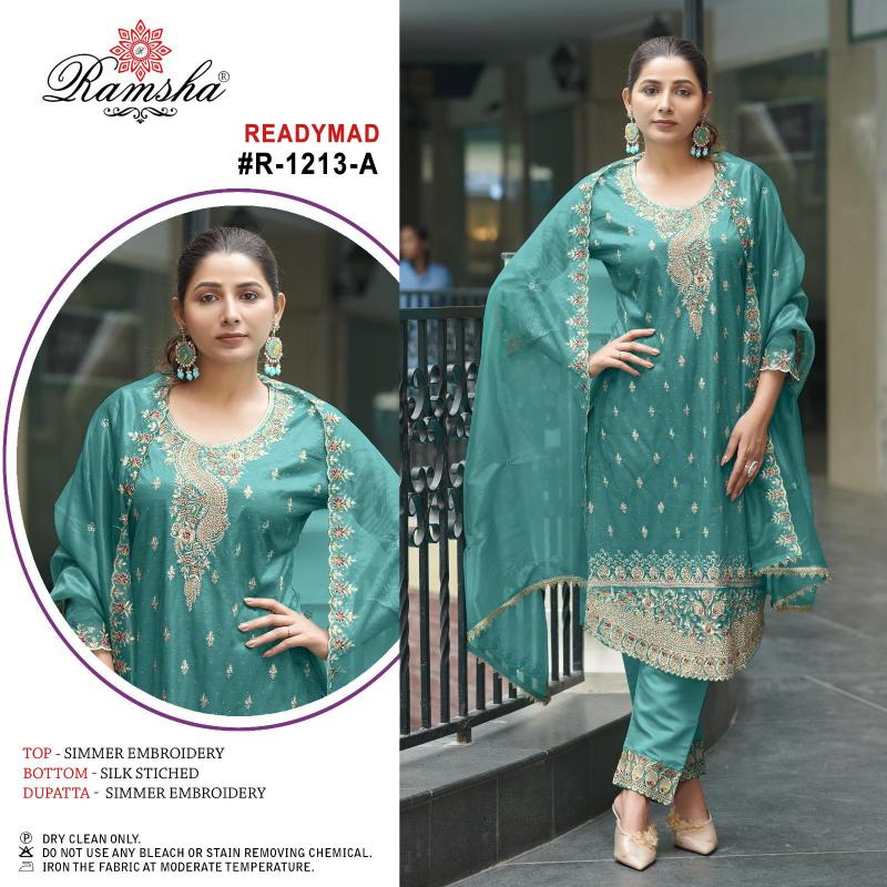 ramsha r 1213 nx abcd simmer fully stitch attractive look 3pcs dress