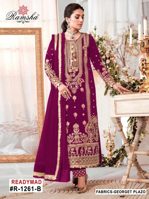 r 1261 nx by ramsha readymade georgette fashionable pakistani 3pcs dress