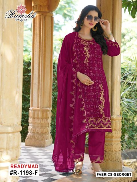 r 1198 nx by ramsha readymade embroidery work georgette pakistani suit supplier 