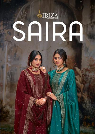 ibiza launch saira banglory silk jacquard unique colours unstitch 3pcs dress