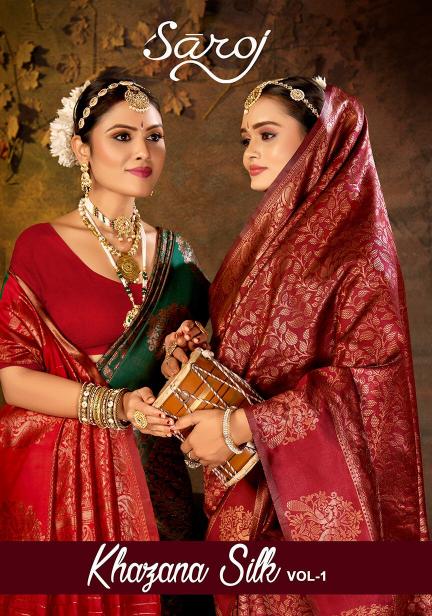 Khazana silk Saroj vol.1 Soft silk contrast rich pallu saree