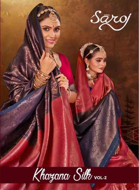 Khazana silk Saroj vol.2 Soft silk contrast rich pallu saree