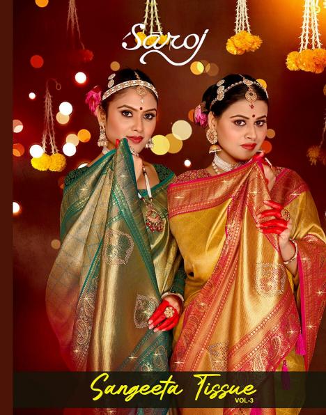 Sangeeta tissue swarovski Saroj vol.3 Tissue silk saree