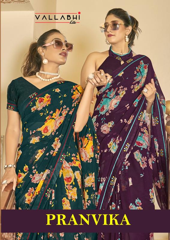 pranvika by vallabhi prints floral print georgette classic saree