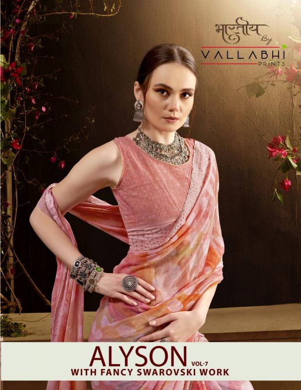 alyson vol 7 by vallabhi prints chiffon elegance style saree with fancy blouse 
