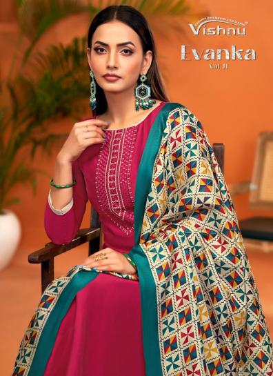 evanka vol 11 by vishnu elegant style roman silk dress material 