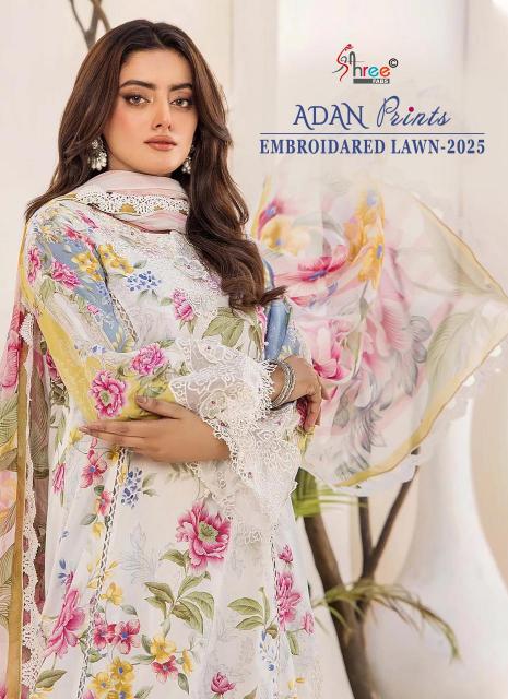 shree fab adan prints embroidered lawn 2025 cotton modern pakistani suits 