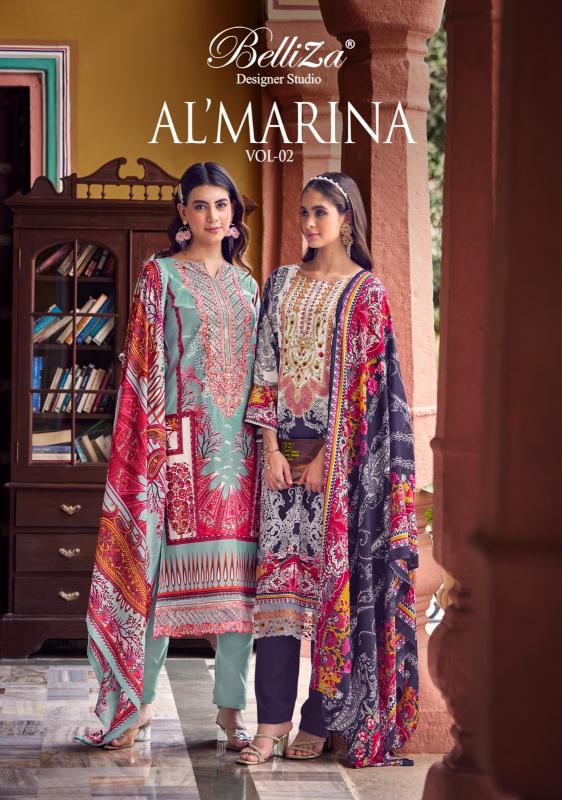 belliza designer al marina vol 2 cotton model pakistani unstitch 3pcs dress