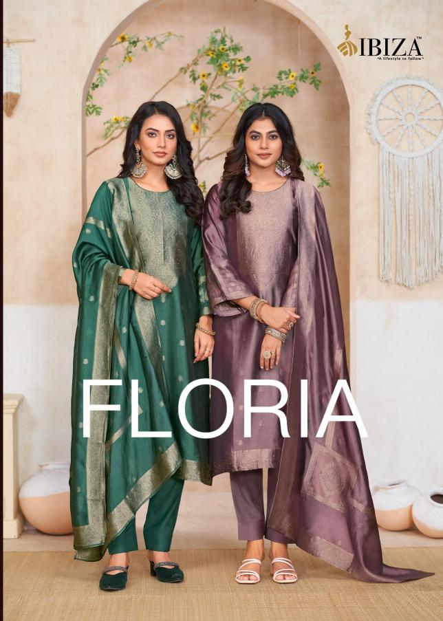ibiza floria banglory silk jacquard classic look dress material online 