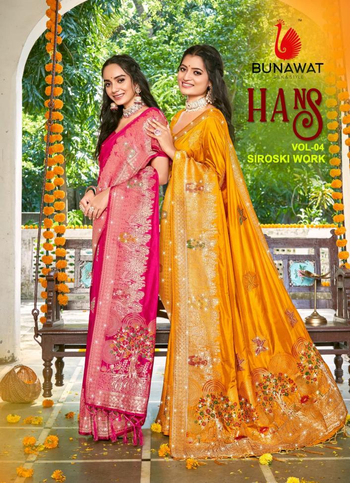 Hans Vol-4 By Bunawat Wedding Wear Latest Designer Swarovski Silk Sarees Collection