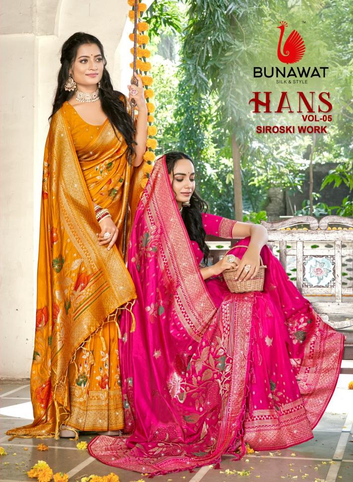 Hans Vol-5 By Bunawat Swarovski Work Wedding Wear Designer Silk Sarees Collection