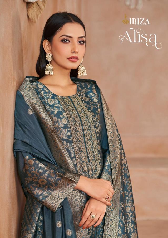 alisa by ibiza banglory silk jacquard elegant style unstitch 3pcs dress