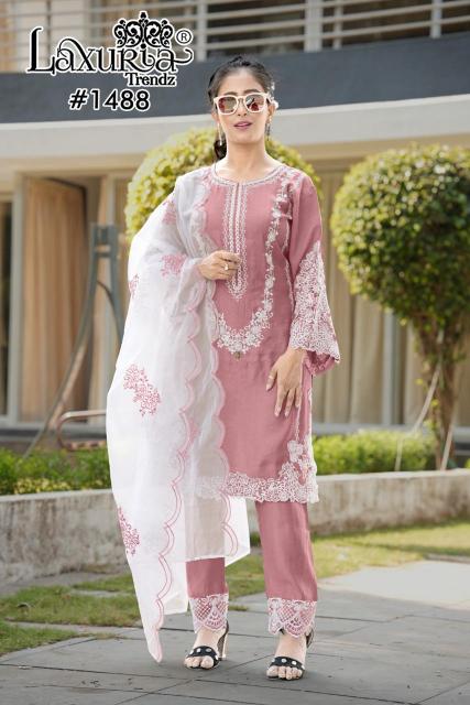 1488 by laxuria trendz velour slub readymade classic 3pcs dress 