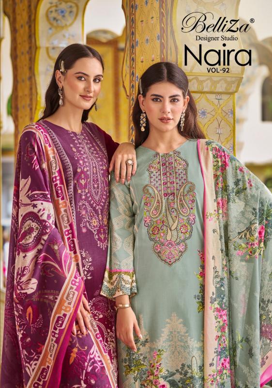 belliza designer naira vol 92 fully stitch plus size cotton pakistani 3pcs dress 