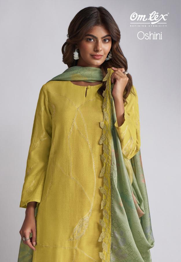 omtex oshini linen jacquard pretty look dress material 
