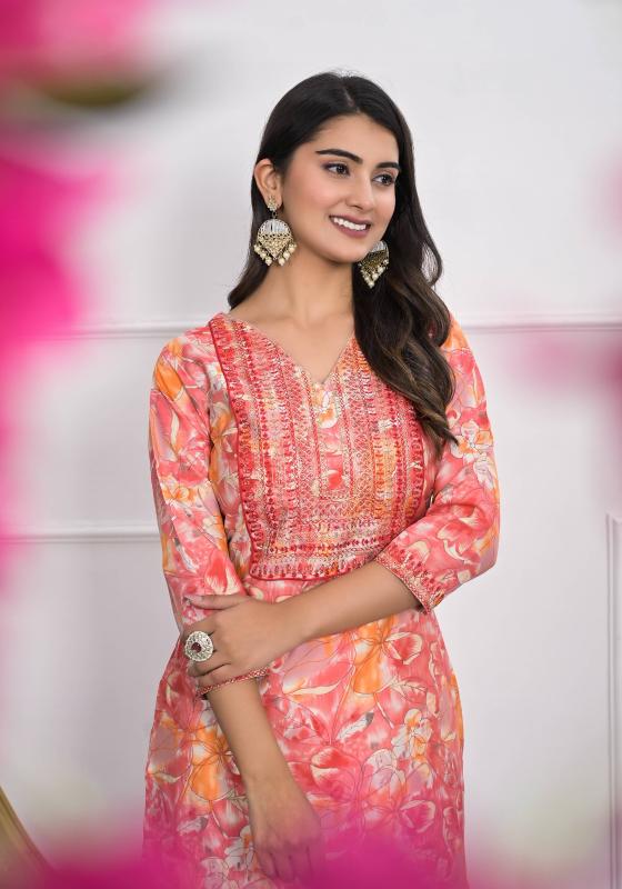 pr avika chanderi classic look full stitch casual wear long kurta exports 