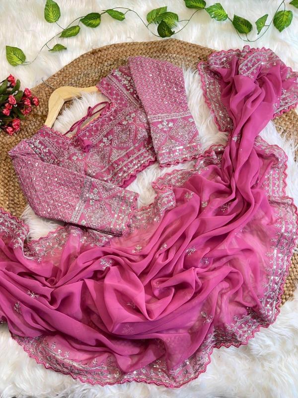 pr kc 130 fox georgette embroidery work classic saree online 