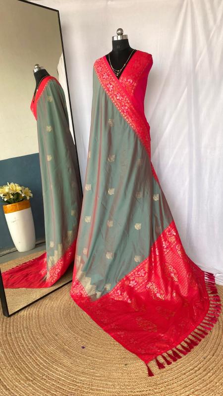 pr kc 3081 dual tone silk fashionable saree for women
