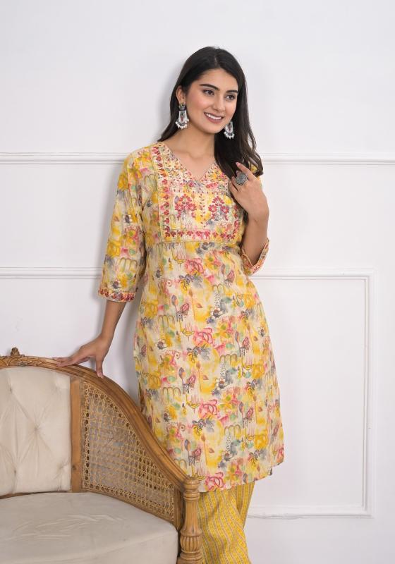 pr mayra chanderi stylish full stitch kurti with pant online 