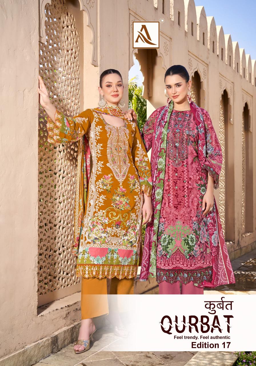 alok qurbat vol 17 cambric cotton hit design pakistani unstitch suits online 