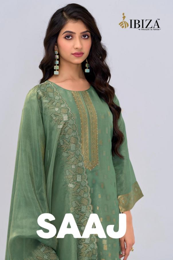 ibiza saaj popular design silk simar jacquard unstitch suits 