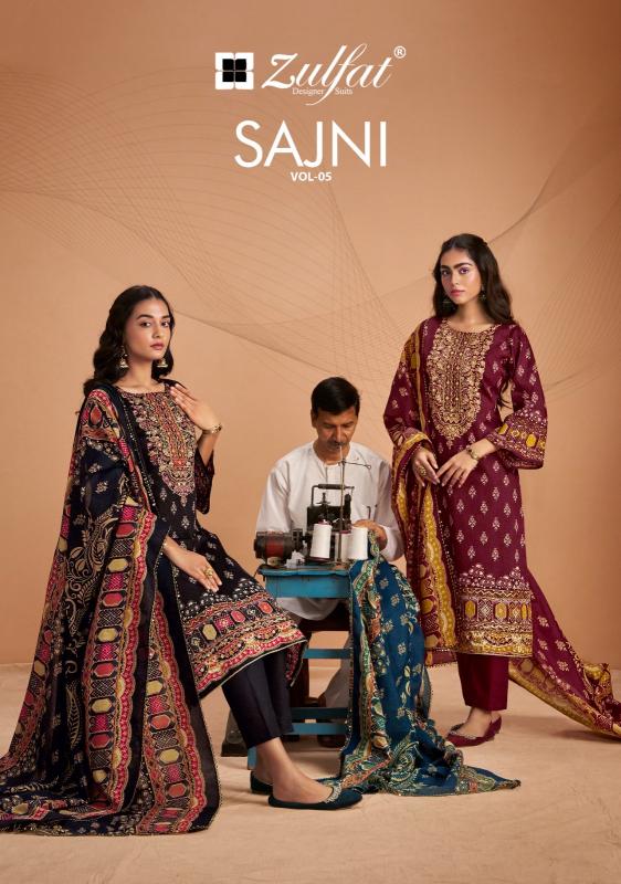 zulfat designer sajni vol 5 hit design jam cotton fully stitch plus size suit 