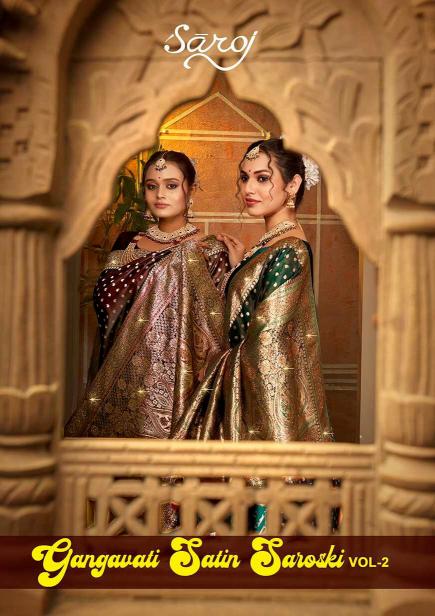 Gangavati satin silk Sarojvol.2 soft satin silk saree