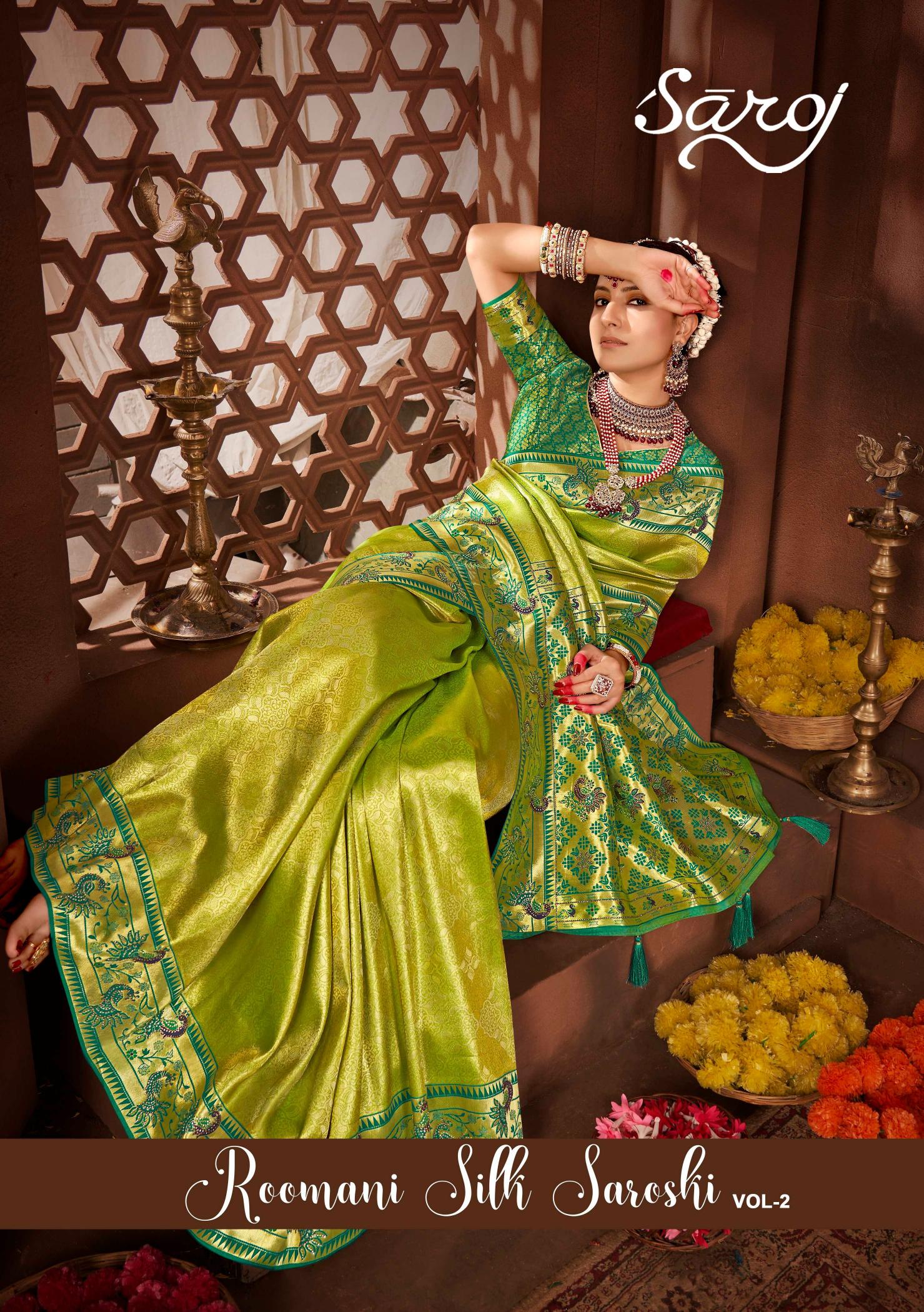 Roomani Silk Sarovski Saroj vol.2 Premium tissue silk saree 