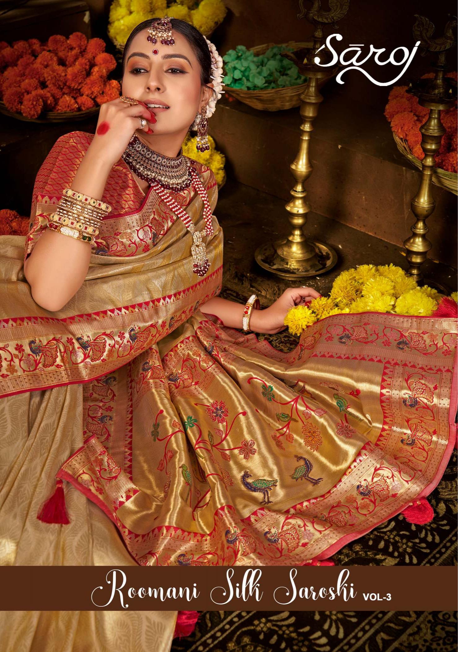 Roomani Silk Sarovski Saroj vol.3 Premium tissue silk saree 