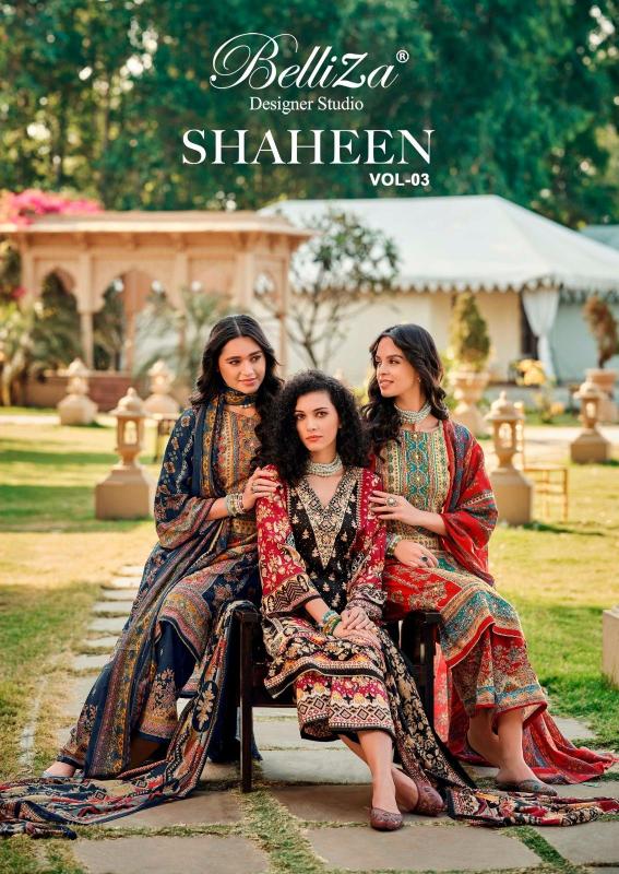 belliza designer shaheen vol 3 viscose rayon classic unstitch suits online 