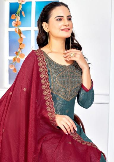 sarista by vishnu crunchey silk fully stitch classic salwar suit sets 