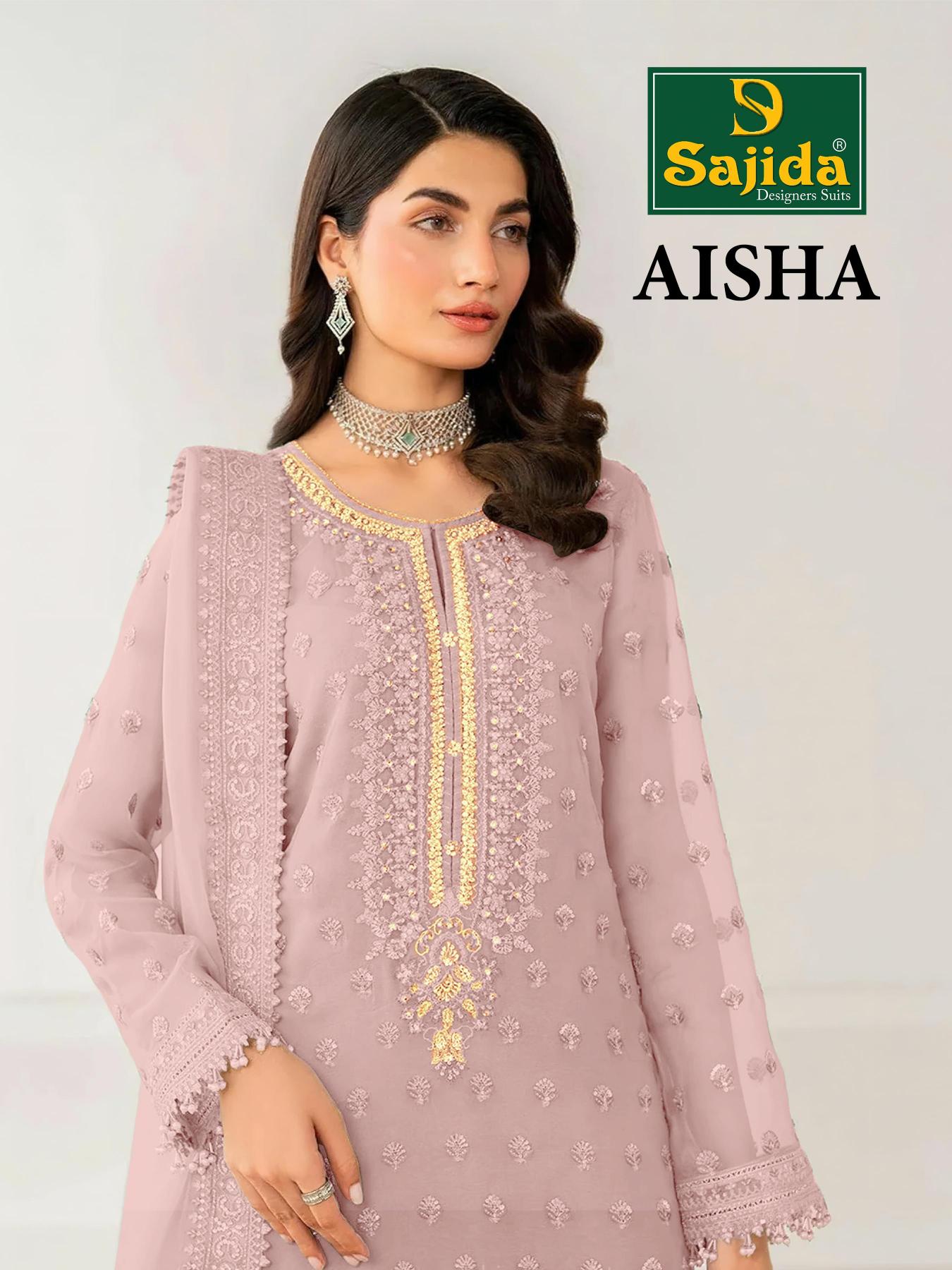 sajida designer aisha 1015 organza modern pakistani 3pcs dress