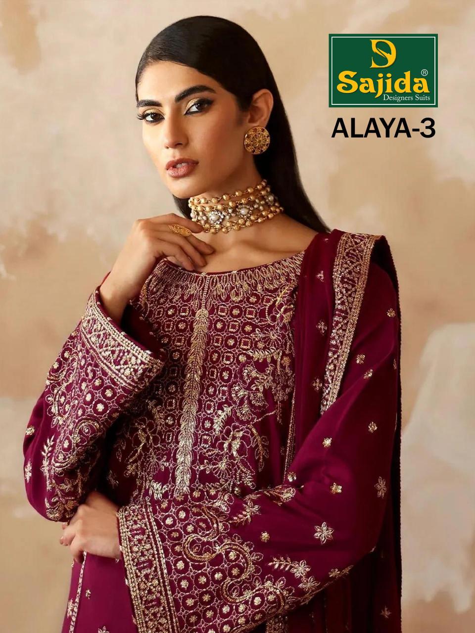 sajida designers alaya vol 3 georgette model pakistani suit for womens 
