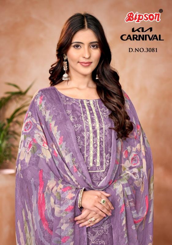 bipson prints kia carnival 3081 classic look cotton unstitch 3pcs dress
