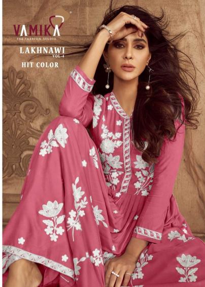 vamika lakhnavi vol 4 hit color rayon full stitch stylish plazzo suit online