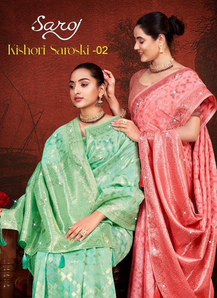  Kishori saroski Saroj vol.2 Soft linen and heavy silk saree