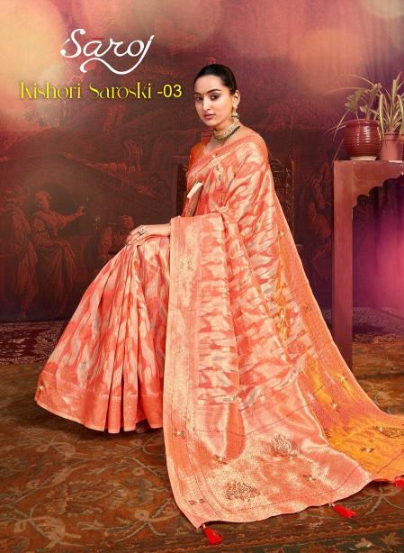 Kishori saroski Saroj vol.3 Soft linen and heavy silk saree