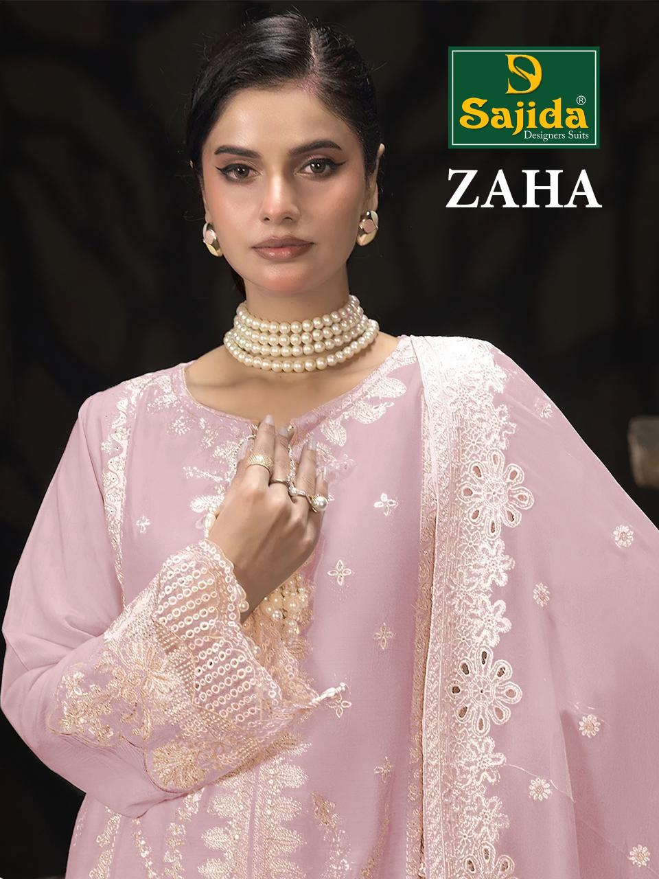 sajida designer zaha organza model pakistani dress material online 